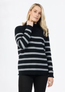 possum merino striped sweater navy ecowool