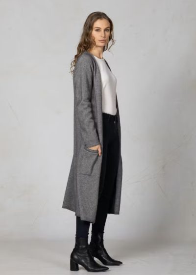 possum merino longline coat shale - Ecowool