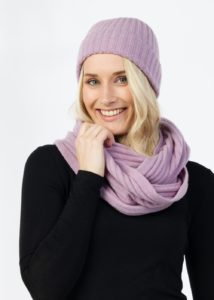 possum merino rib beanie lilac ecowool