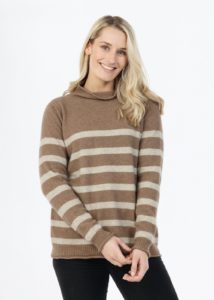 possum merino stripe funnel neck mink ecowool