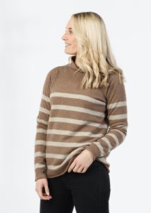 possum merino stripe funnel neck mink ecowool