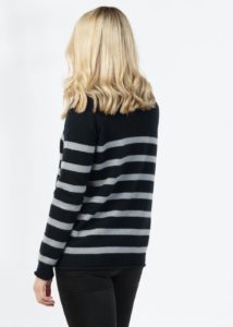 possum merino striped sweater navy ecowool