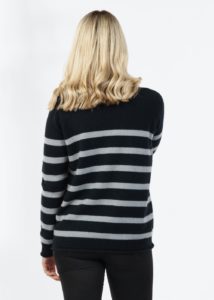 possum merino striped sweater navy ecowool