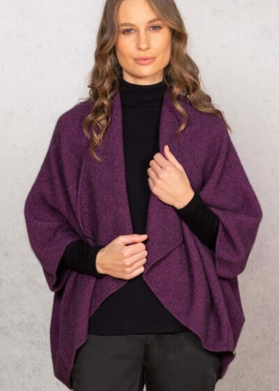 possum merino longline wrap amethyst twilight ecowool