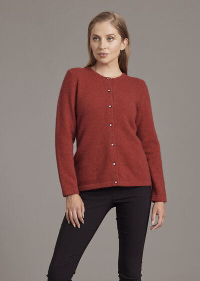 possum merino crystal cardigan red - ecowool