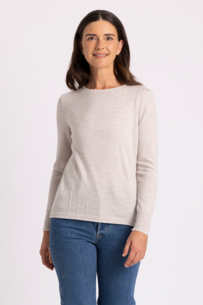 RM2394 Fine Stripe Jumper Natural. Light Sand