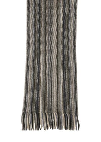 Possum Merino Multi Stripe Scarf in Silver