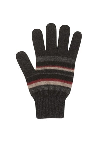 Merino Possum Stripe Gloves - Charcoal