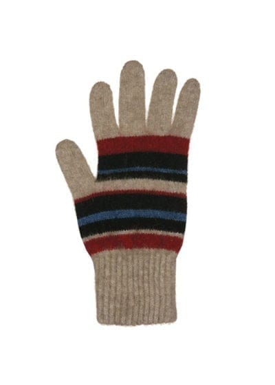 Merino Stripe Gloves - Flax by Ecowool