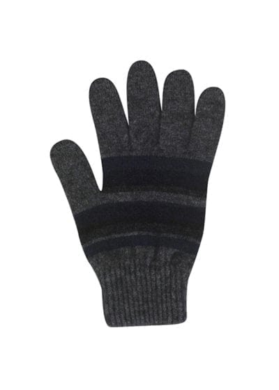 Possum & Merino Stripe Gloves - Graphite